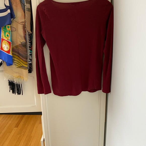 Massimo Dutti Women's Top Burgundy Tee - Long Sleeve - Picture 5 of 5